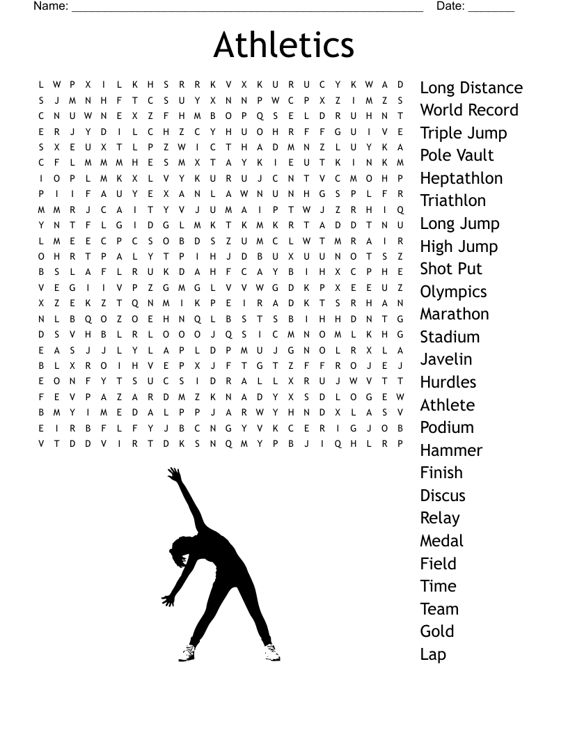 Track And Field Word Search Printable