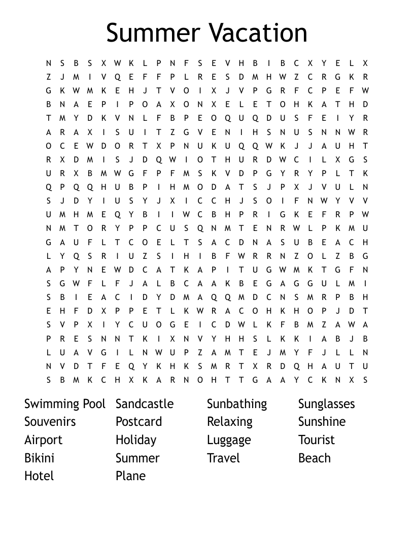 Travel Word Search WordMint