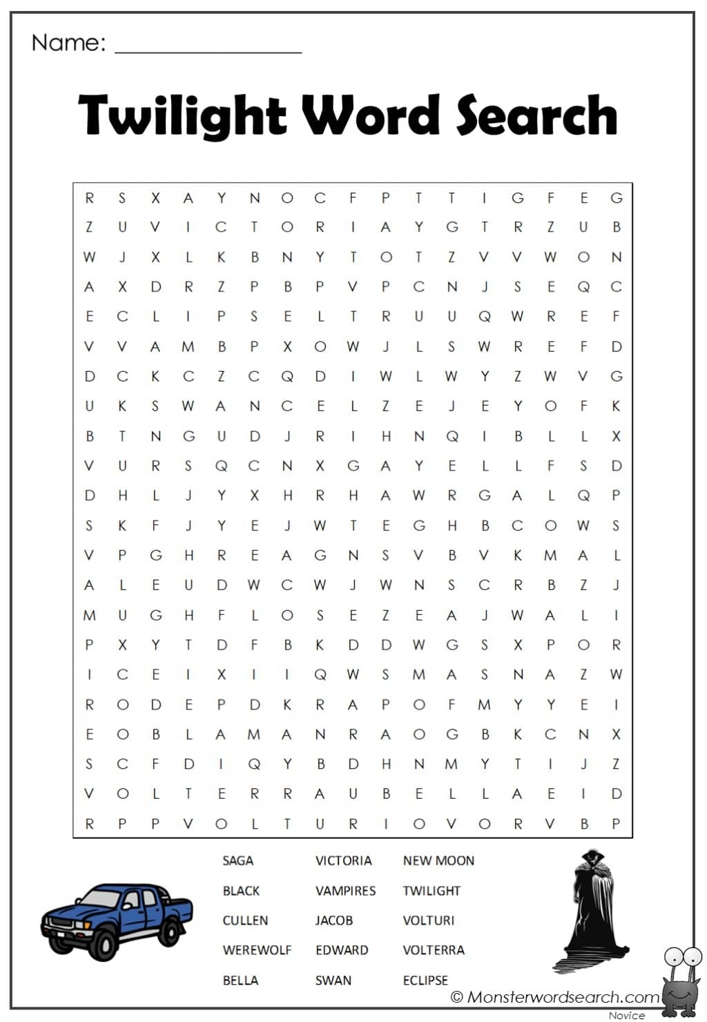 Twilight Word Search Monster Word Search