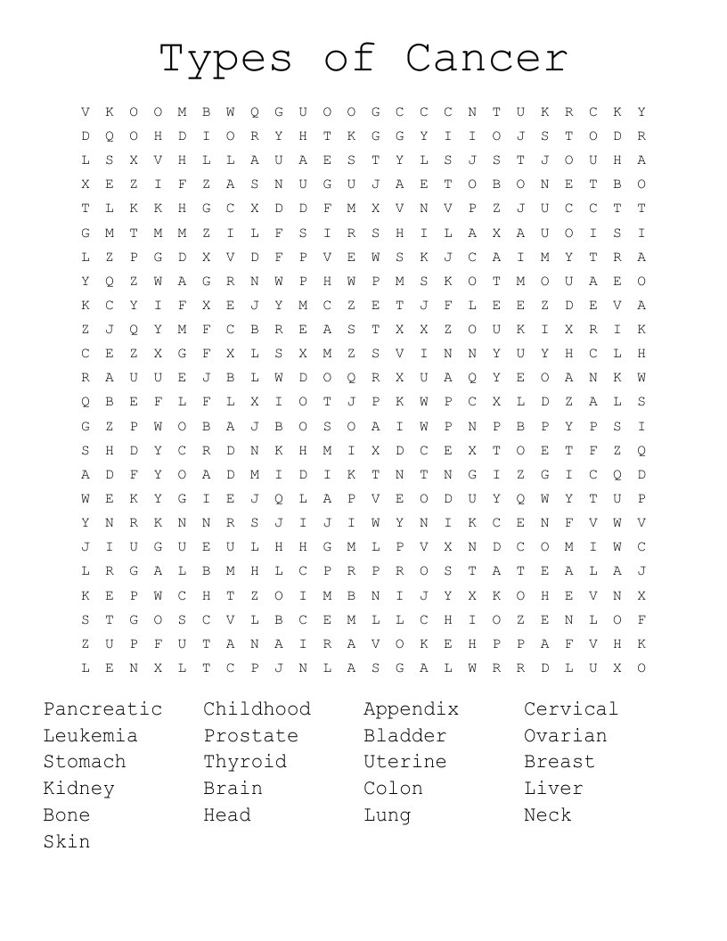 Types Of Cancer Word Search WordMint Types Of Cancer Word Search WordMint