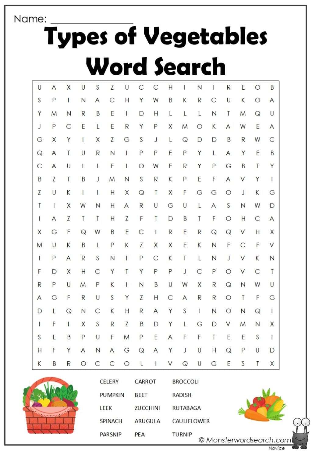 Printable Fruit And Vegetable Word Search