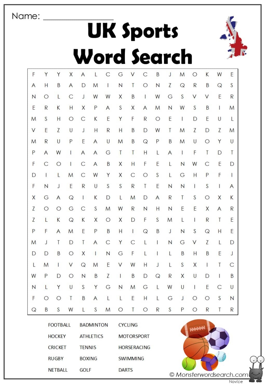Uk Sports Word Search Monster Word Search Uk Sports Word Search Monster Word Search