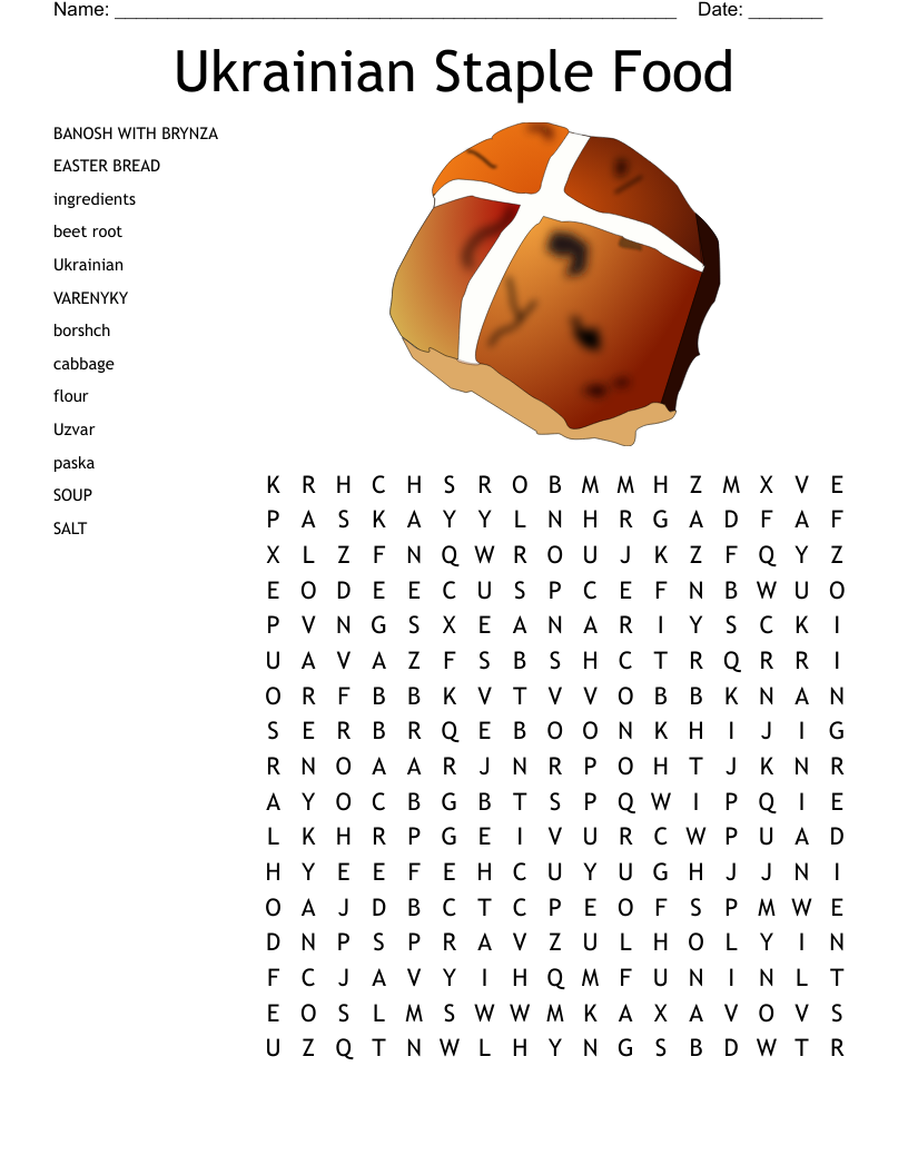 Ukrainian Staple Food Word Search WordMint Ukrainian Staple Food Word Search WordMint