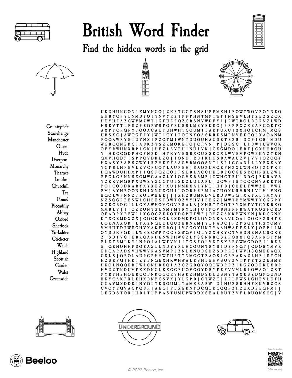 United Kingdom themed Word Searches Beeloo Printable Crafts And 