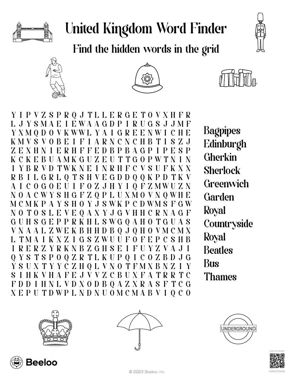 United Kingdom themed Word Searches Beeloo Printable Crafts And 