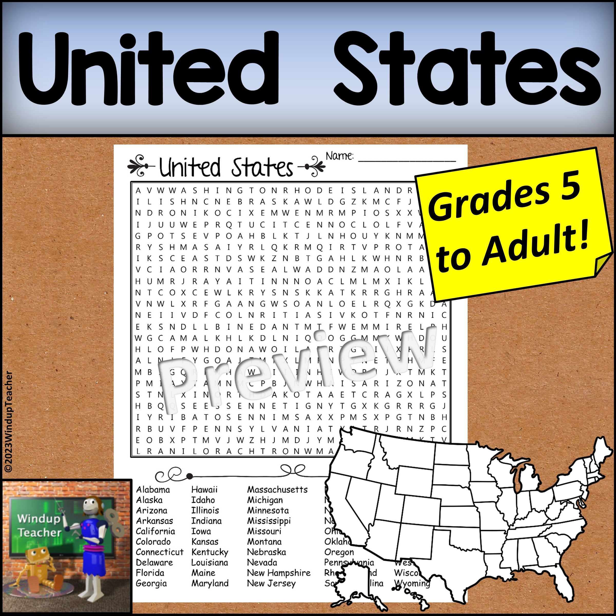 United States 50 States Word Search Hard Made By Teachers United States 50 States Word Search Hard Made By Teachers