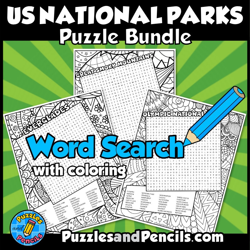 US National Parks Word Search Puzzle BUNDLE part 2 10 National Park Wordsearch Puzzles Made By Teachers