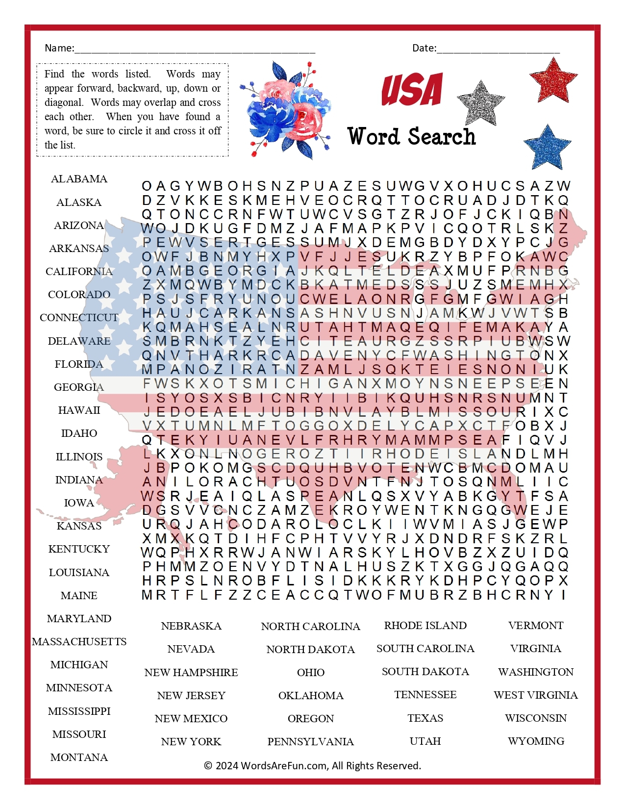 Ohio Word Search Printable