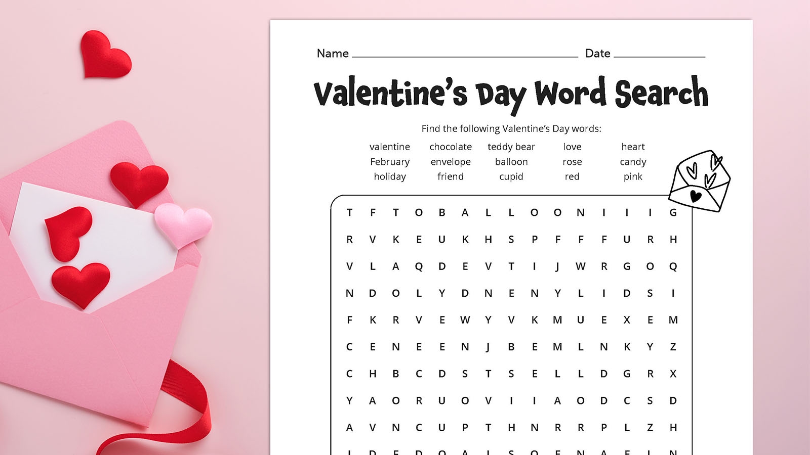 Valentine s Day Word Search Free Printable Answer Key
