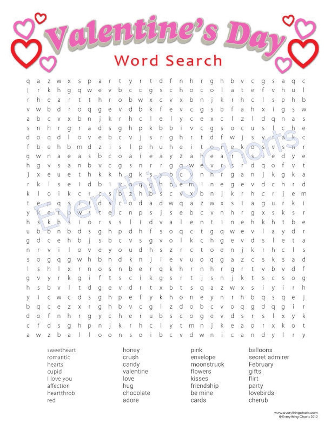 Valentines Word Search Printables