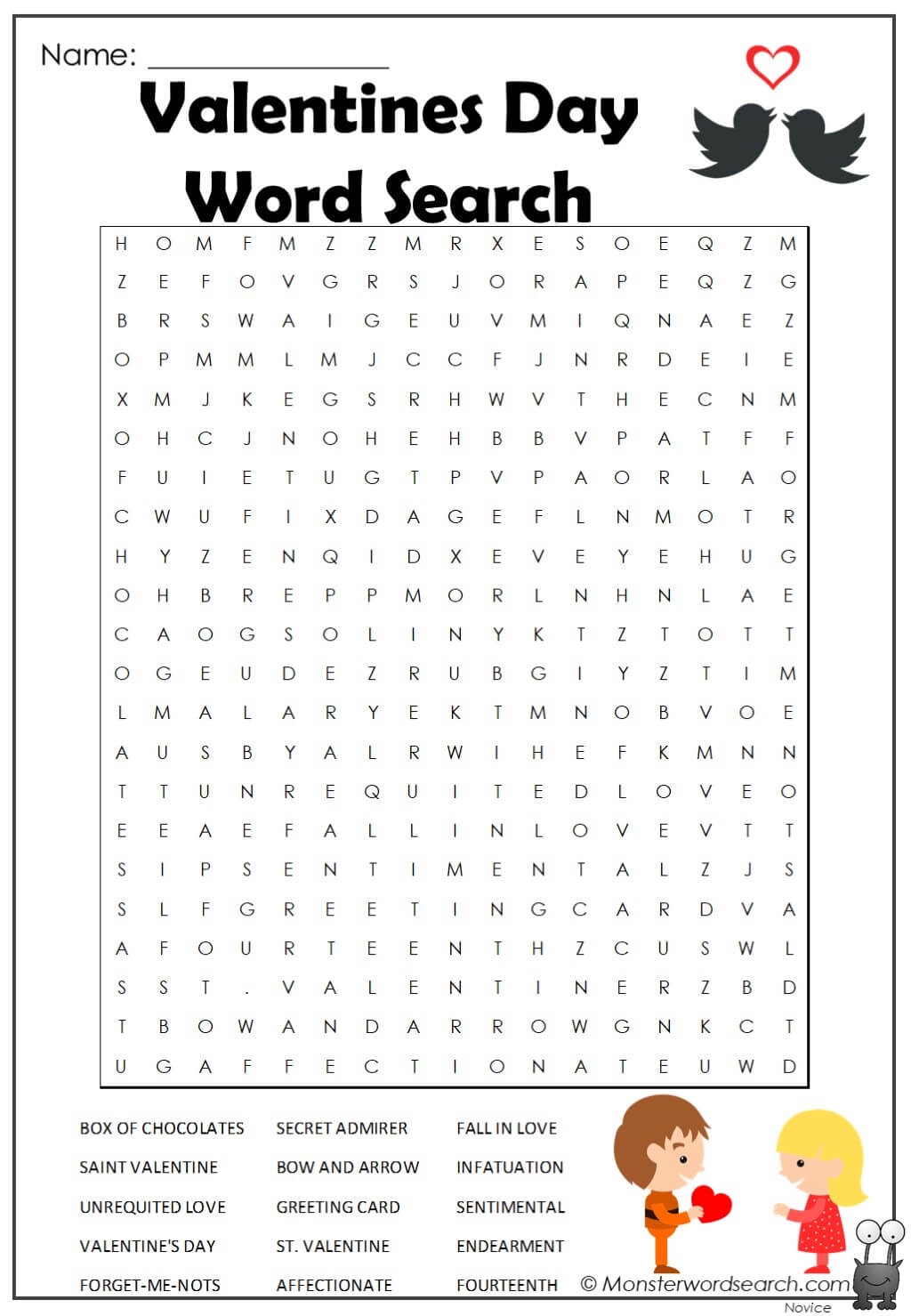 Printable Valentine Cards Word Search