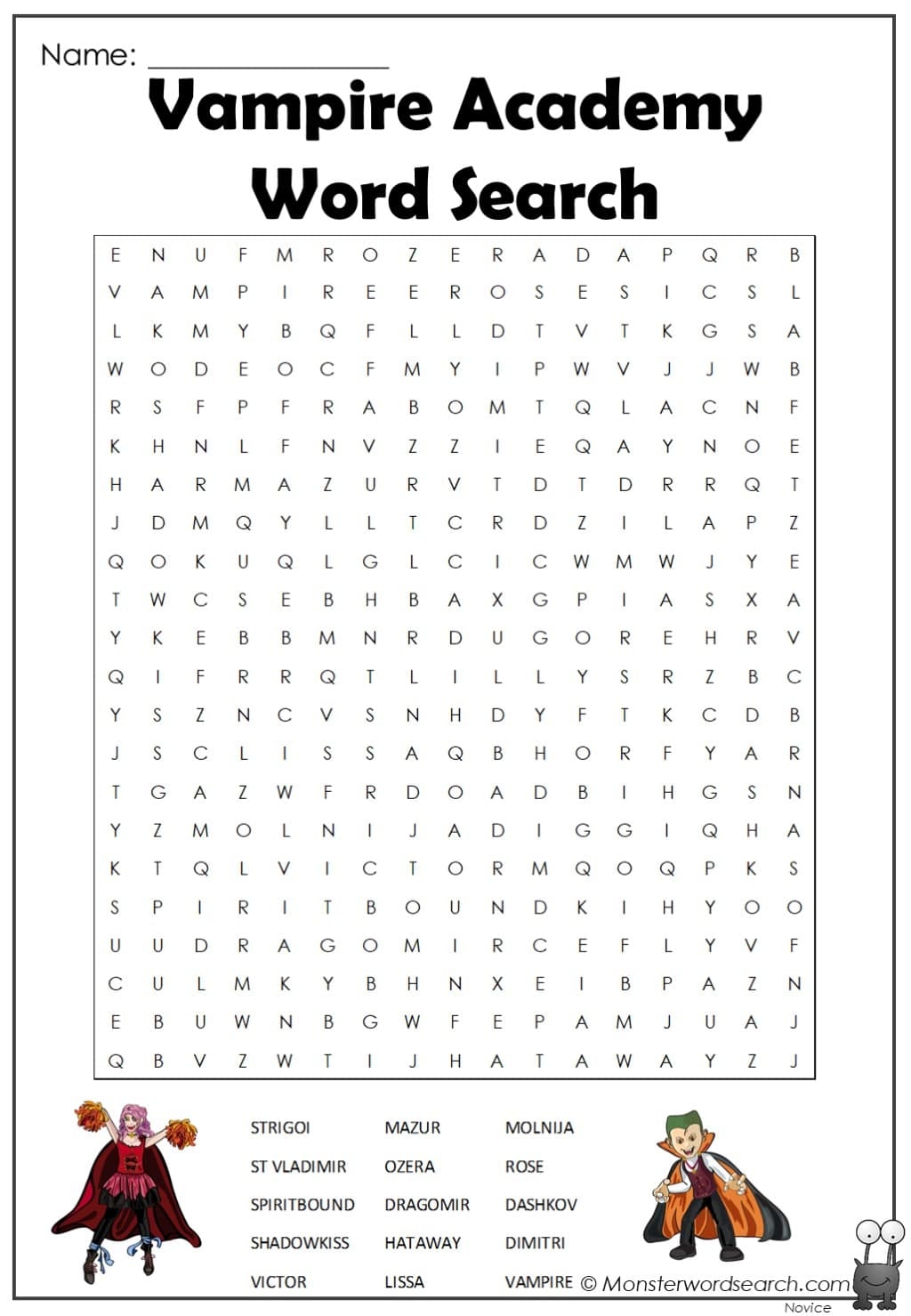 Vampire Academy Word Search Monster Word Search Vampire Academy Word Search Monster Word Search