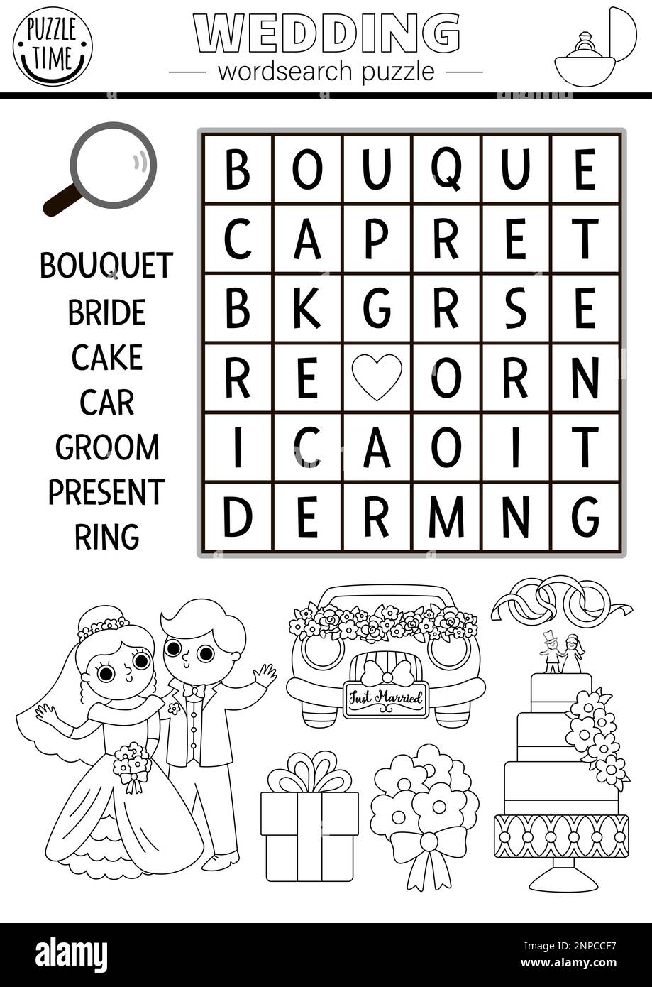 Vector Black And White Wedding Wordsearch Puzzle For Kids Simple Word Search Quiz With Marriage Ceremony Landscape For Children Educational Activity Stock Vector Image U0026 Art Alamy