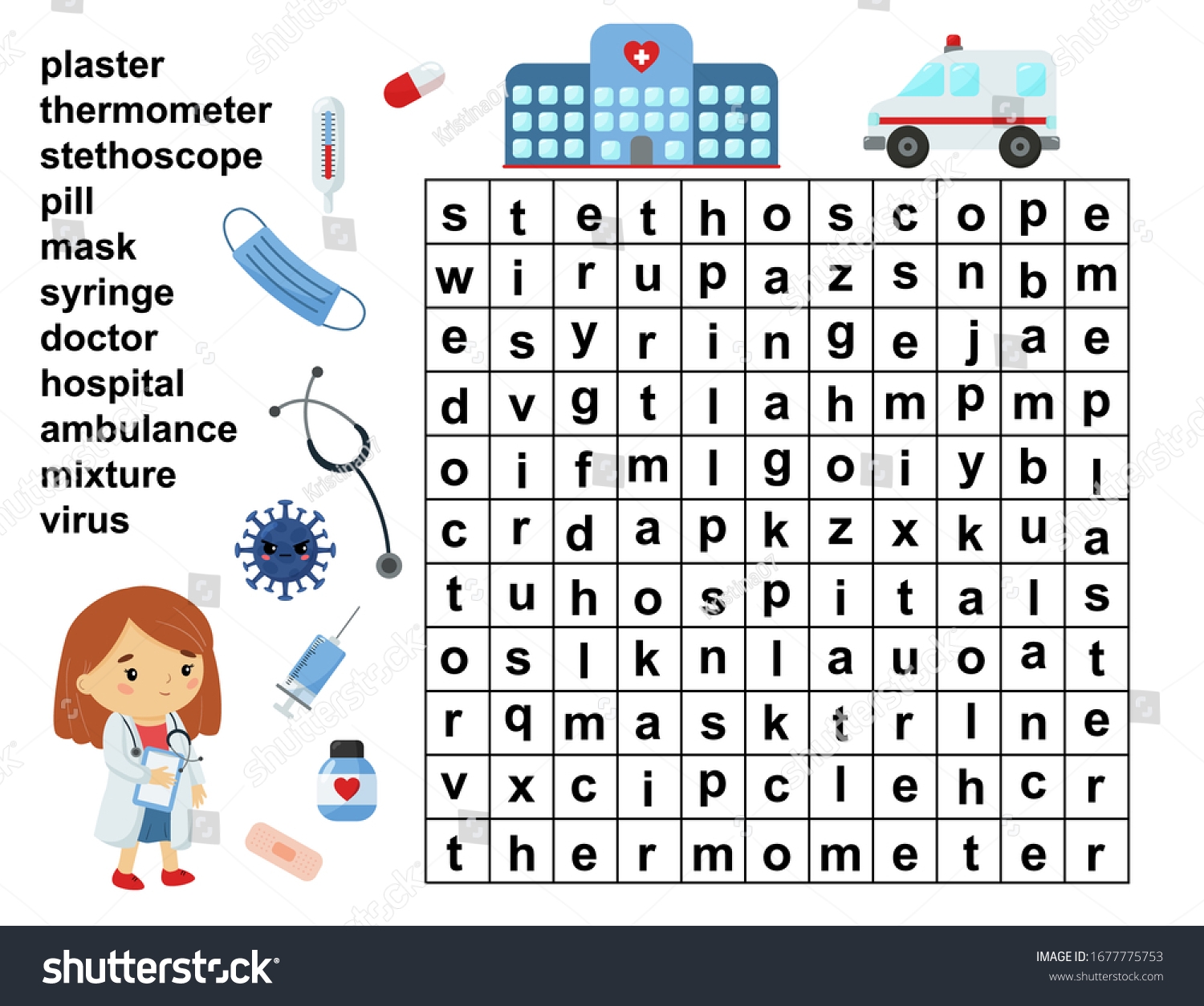 Vektor Stok Educational Word Search Game Crossword Children Tanpa Royalti 1677775753 Shutterstock