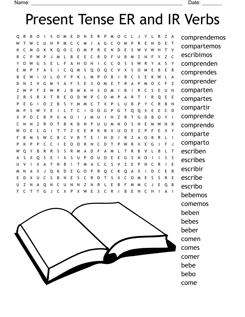 Present Simple Word Search Printable