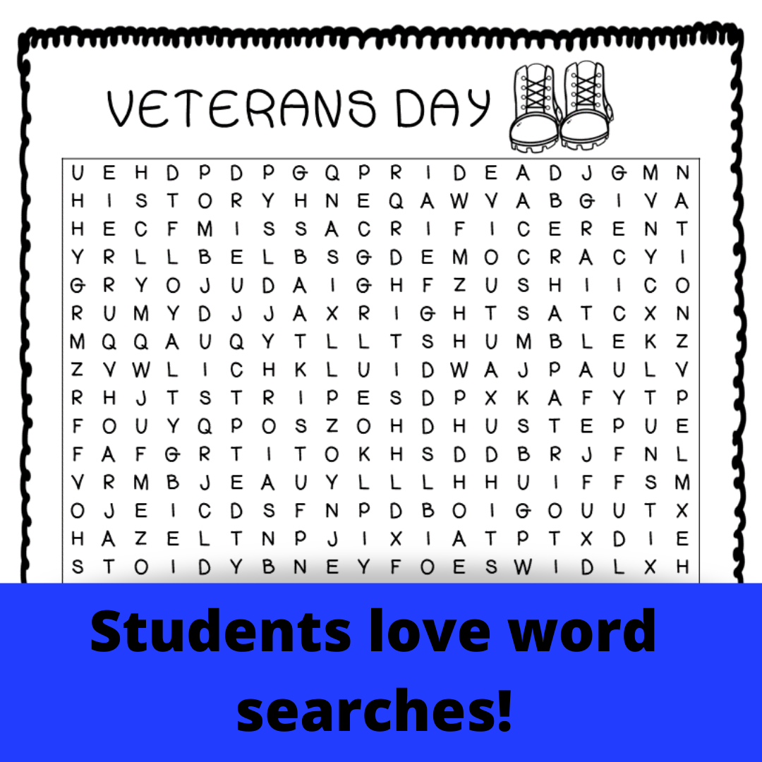 Veterans Day Word Search Free Printable