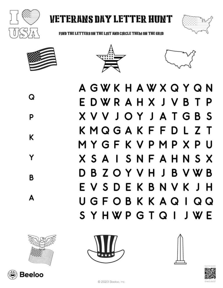 Veterans Day themed Word Searches Beeloo Printable Crafts And Activities For Kids