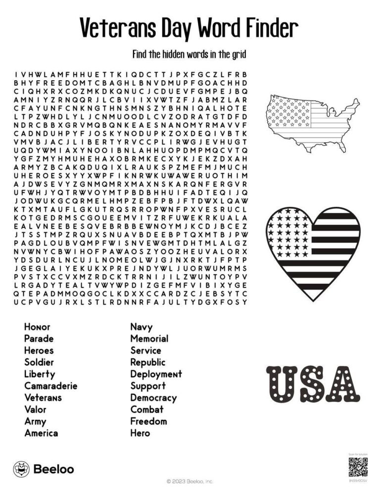 Veterans Day themed Word Searches Beeloo Printable Crafts And Activities For Kids