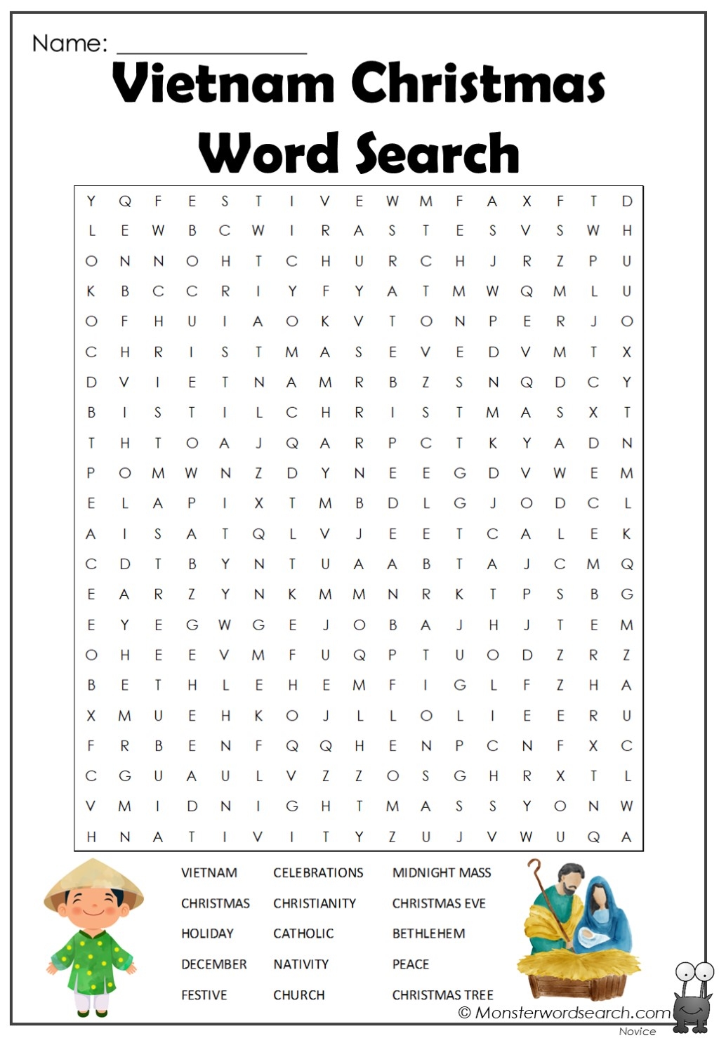 Vietnam Christmas Word Search Monster Word Search