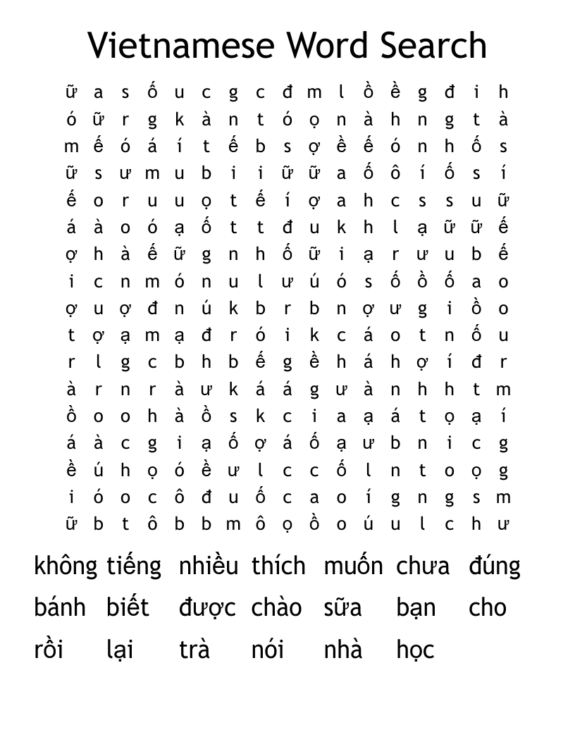 Vietnamese Word Search WordMint