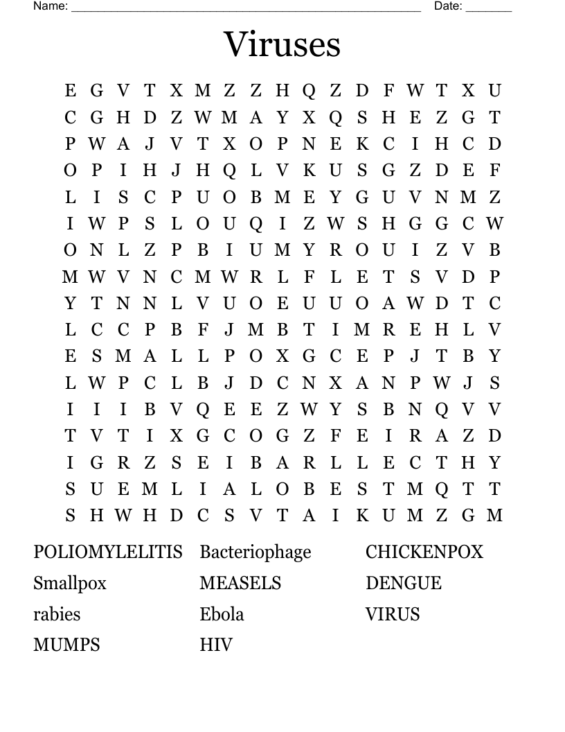 Viruses Word Search WordMint