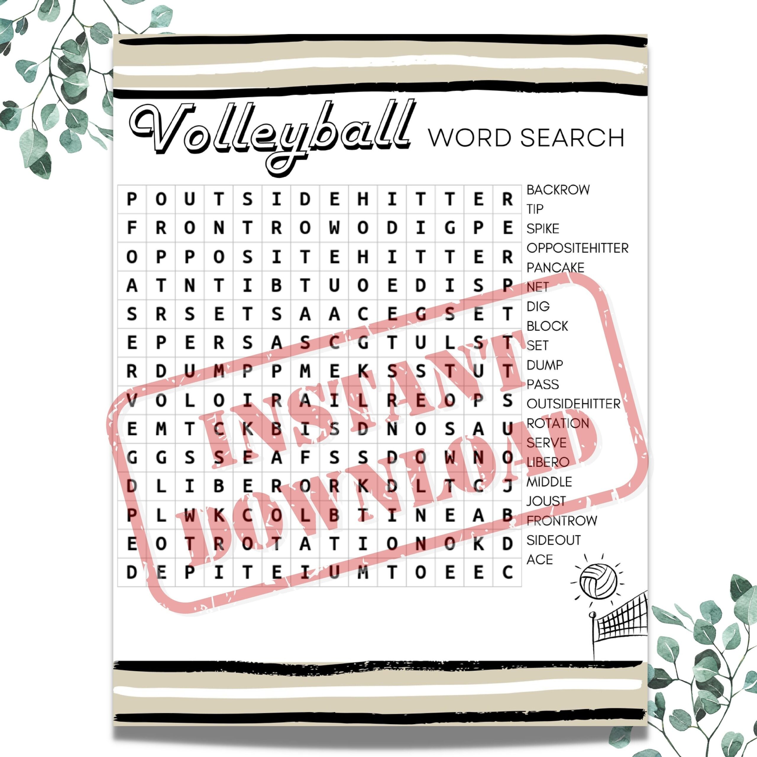 Volleyball Word Search Puzzle Game Volleyball Word Search Puzzle Game
