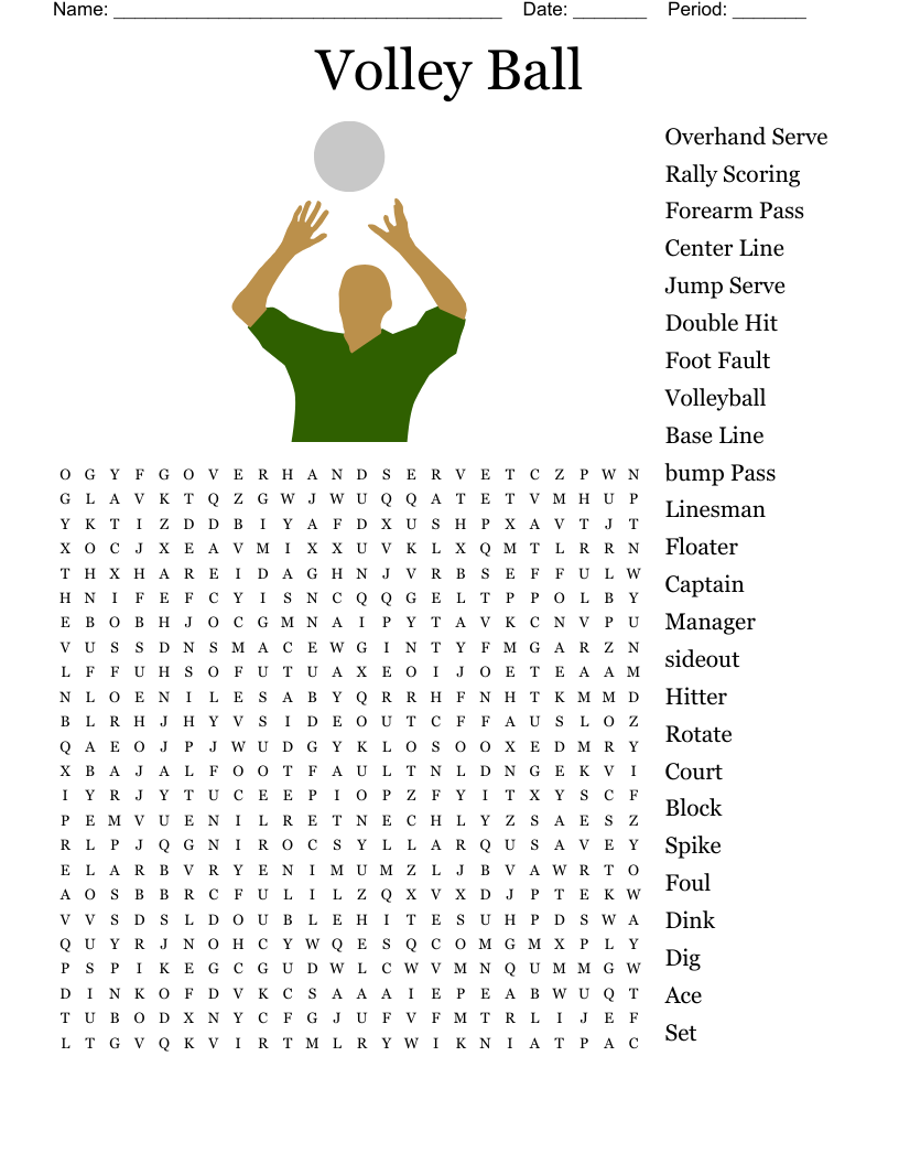 Volleyball Word Search WordMint Volleyball Word Search WordMint