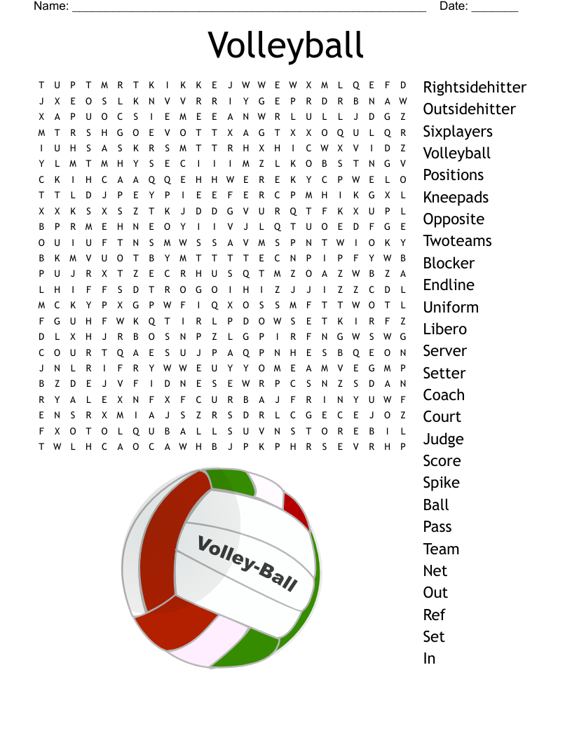 Volleyball Word Search WordMint