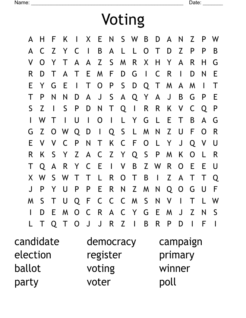 Political Parties Word Search Printable