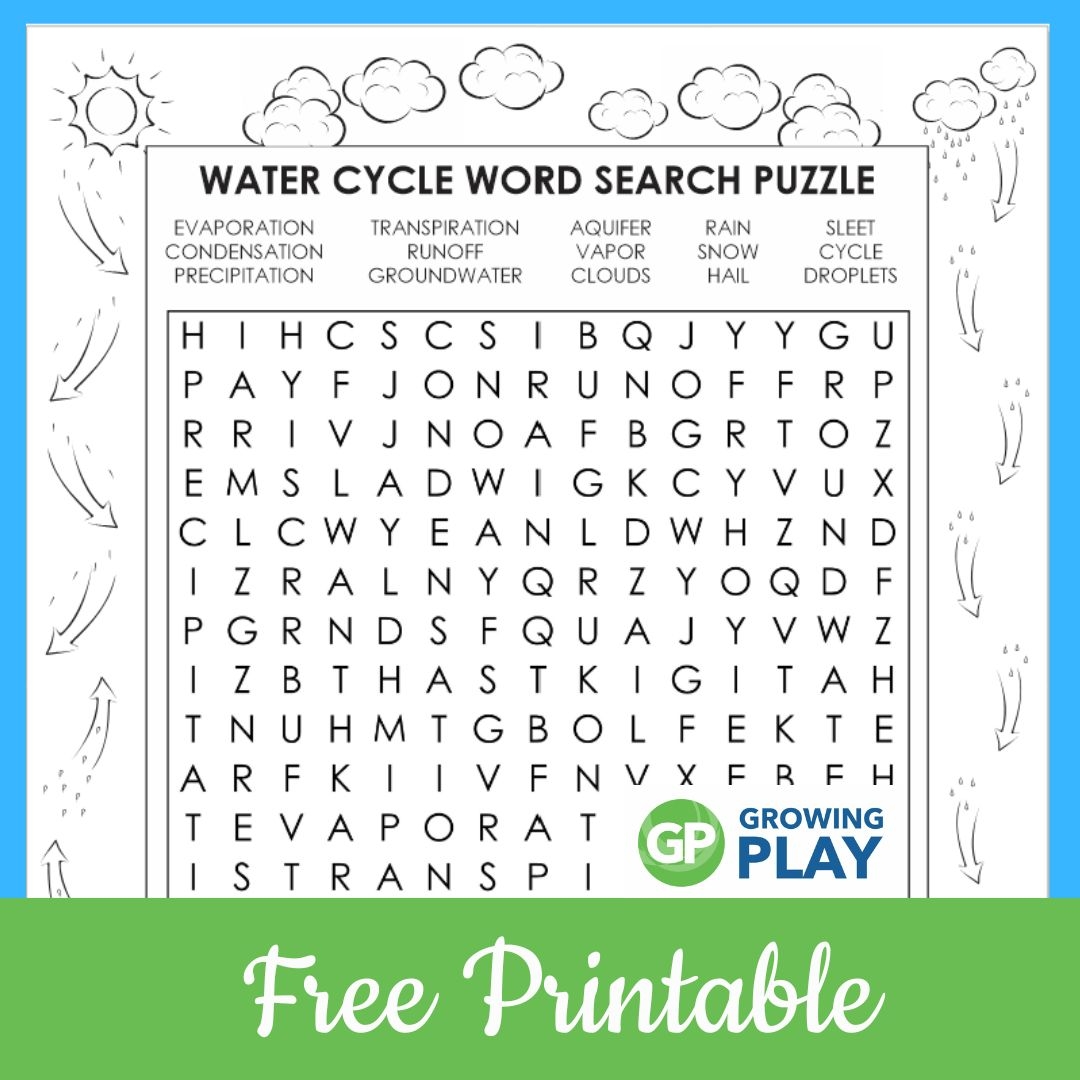 Water Cycle Word Search Growing Play