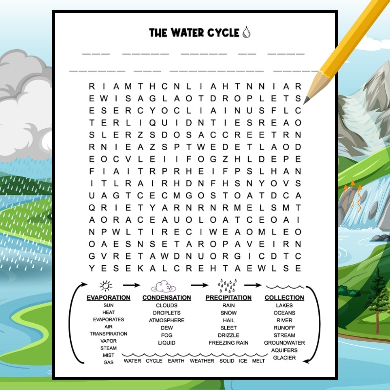 Water Cycle Word Search Free Printable