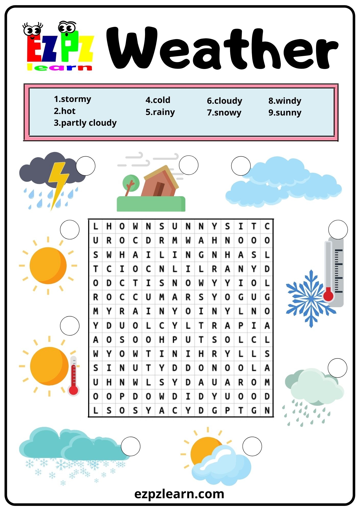 Weather Word Search 2 Ezpzlearn