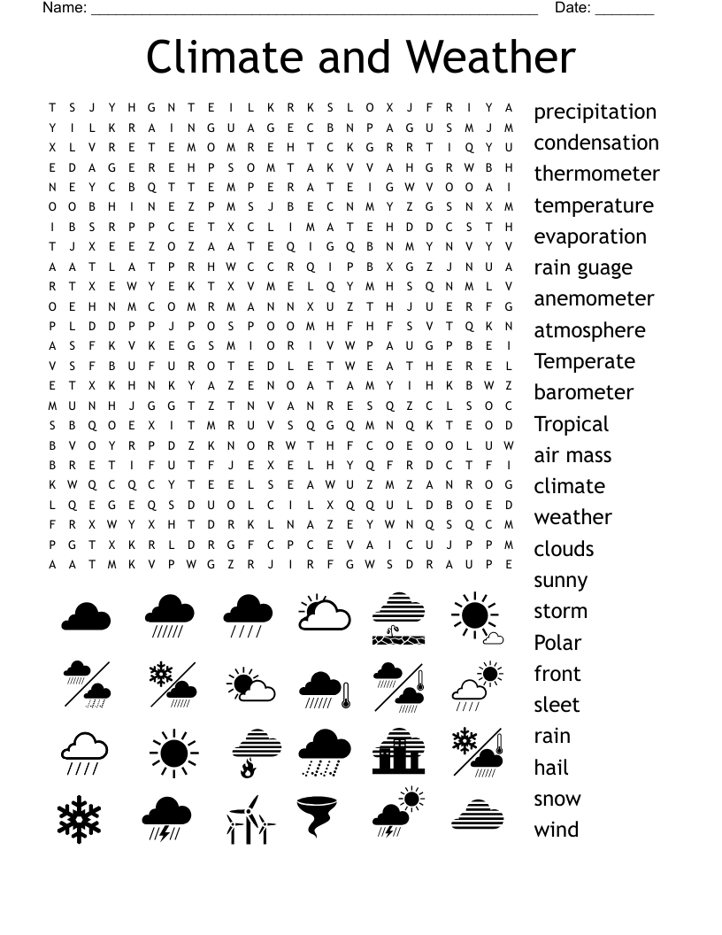 Free Printable Word Search Puzzles Weather