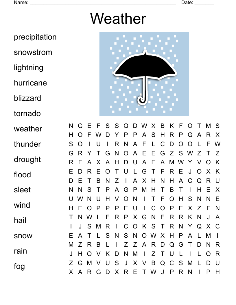 Weather Word Search WordMint