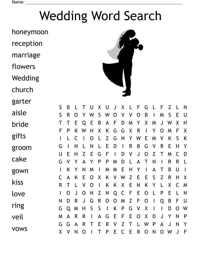 Wedding Word Search WordMint