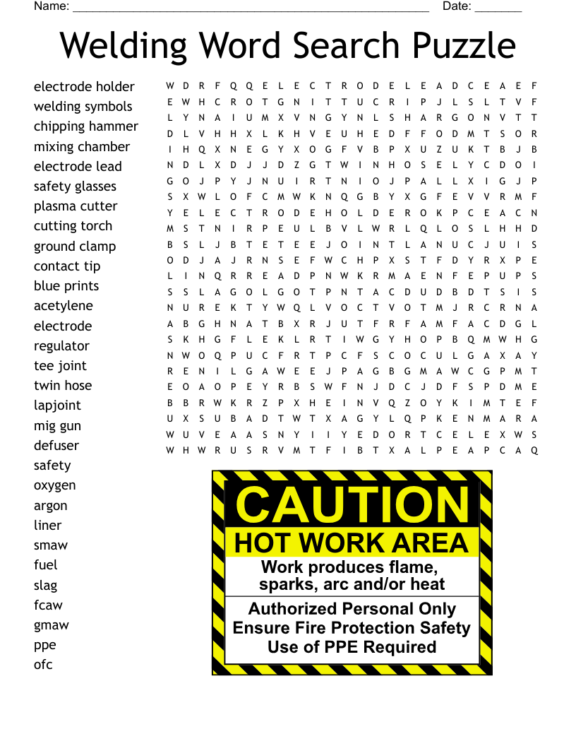 Free Printable Welding Word Searches