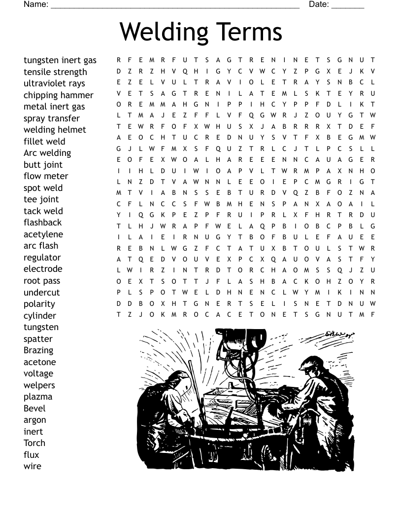 Welding Word Search WordMint