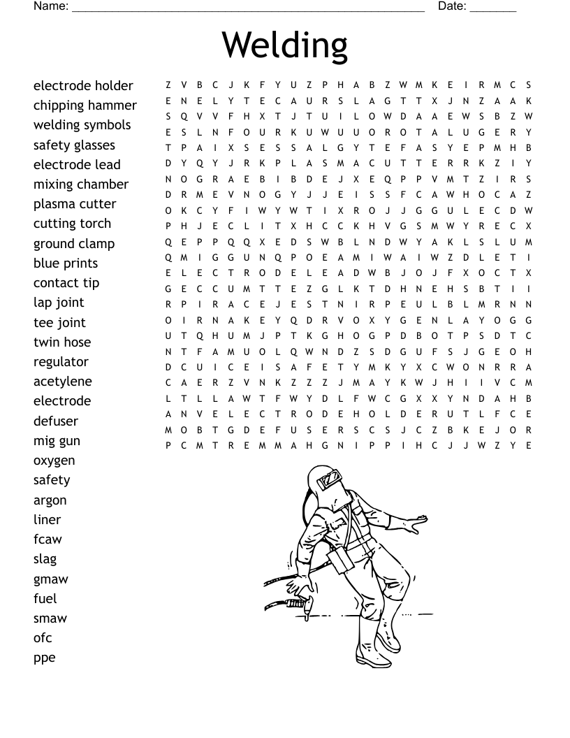 Welding Word Search WordMint