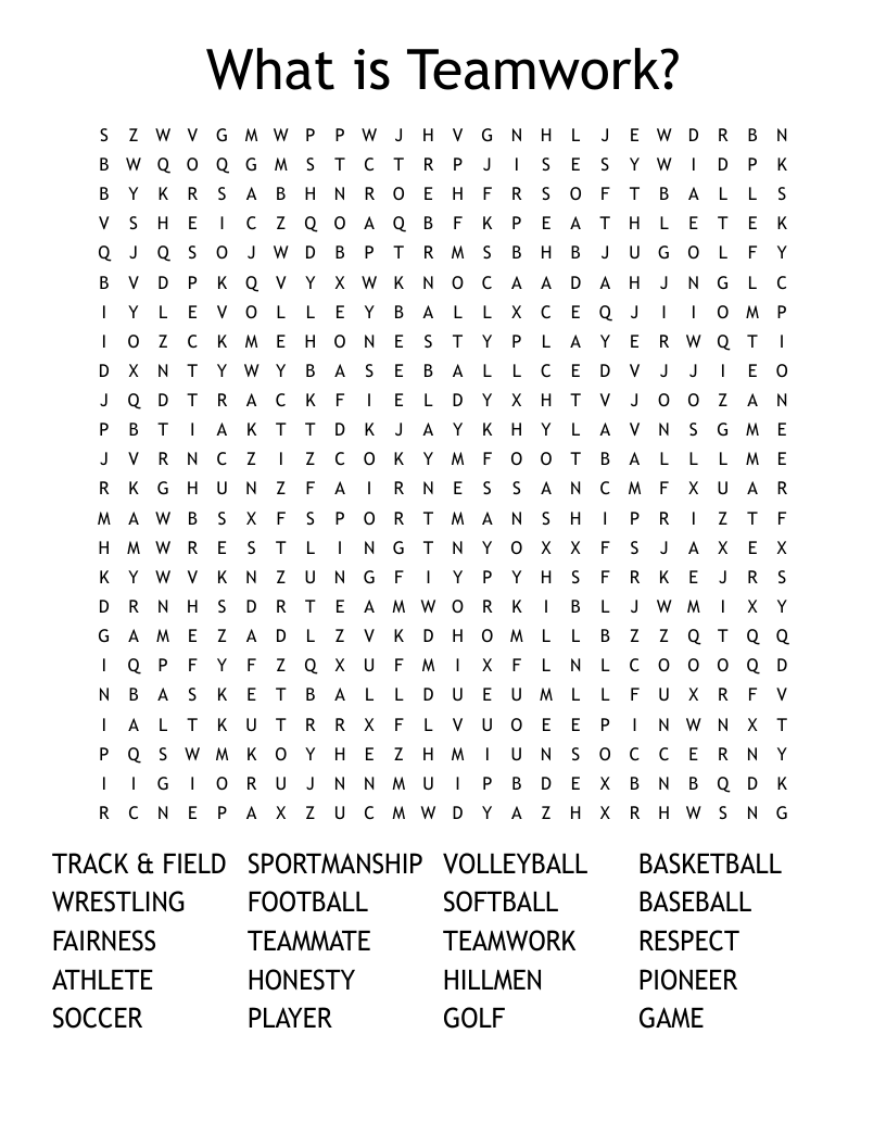 What Is Teamwork Word Search WordMint