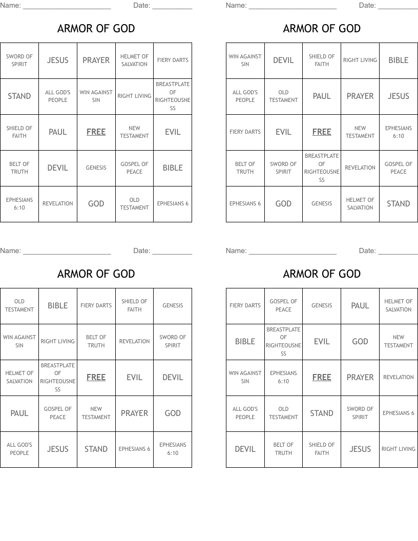 Whole Armour Of God Word Search WordMint