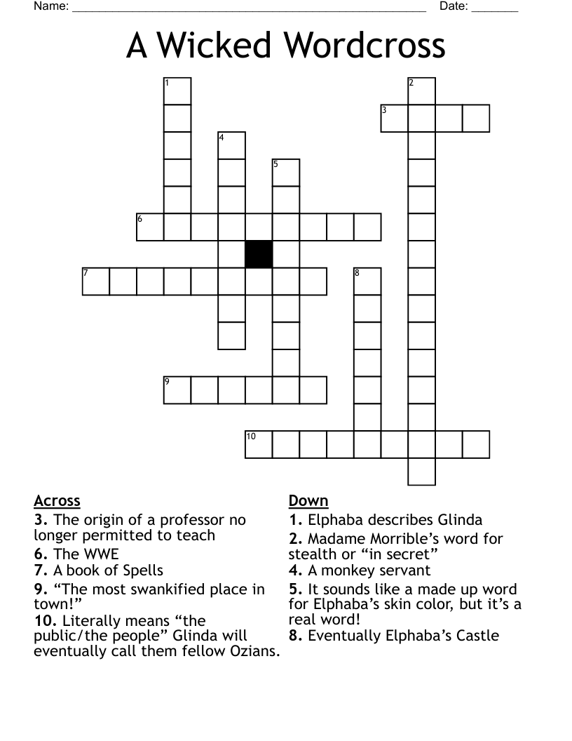 Wicked The Musical Word Search WordMint Wicked The Musical Word Search WordMint