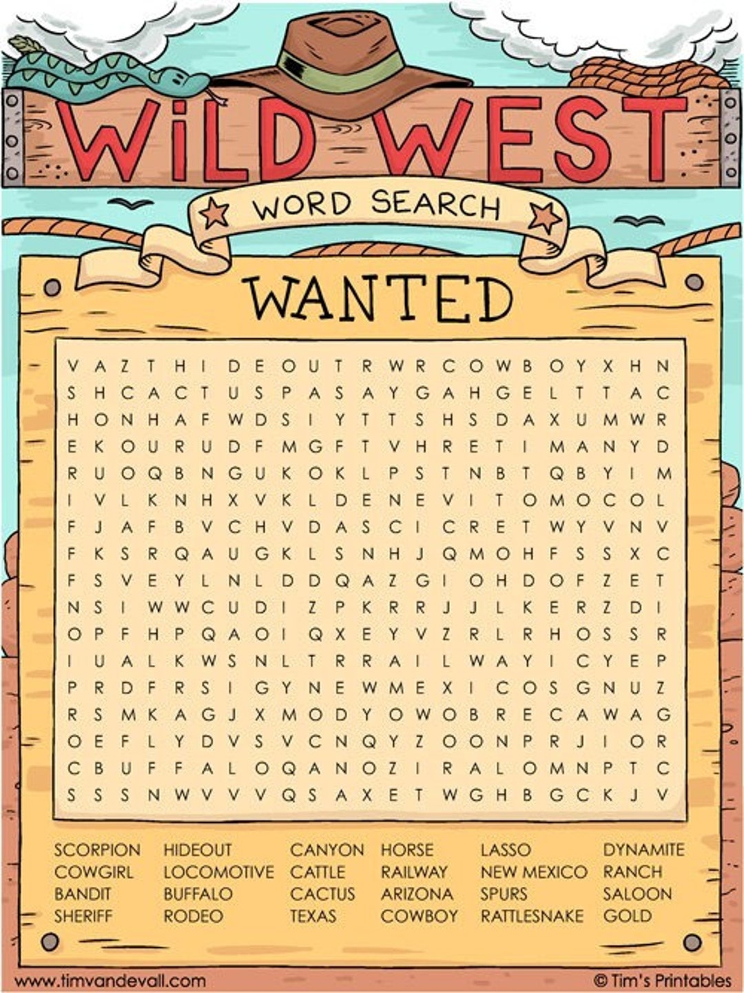 Wild West Word Search Instant Download Etsy