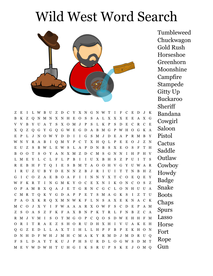 Wild West Words Word Search WordMint