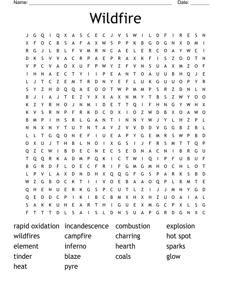 Wildfire Word Search WordMint