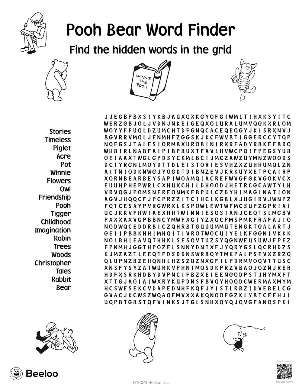 Winnie the Pooh themed Word Searches Beeloo Printable Crafts And 