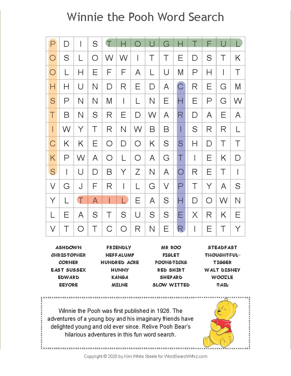 Printable Winnie The Pooh Word Search