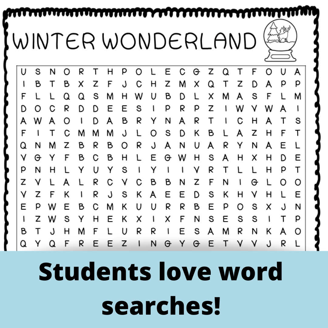 Winter Activities Word Searches Crosswords Writing Puzzles Classful