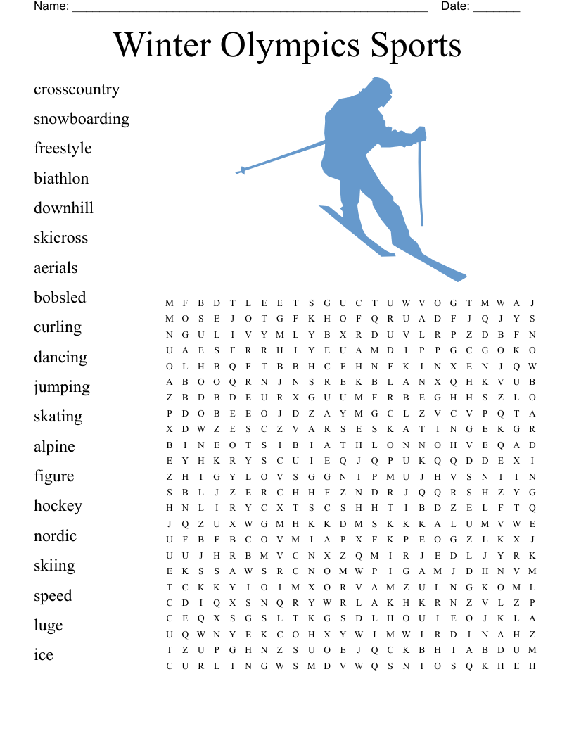 Winter Olympics Sports Word Search WordMint