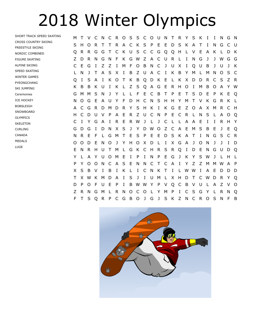 Winter Olympics Sports Word Search WordMint