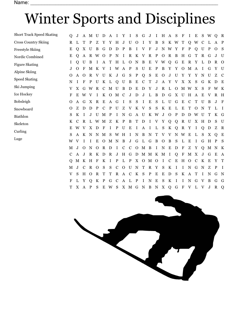Free Printable Winter Olympic Word Search